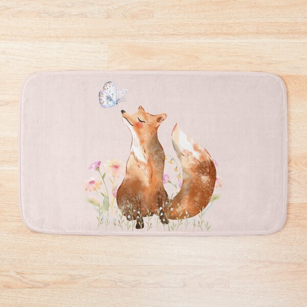 Item preview, Fox with Butterfly in Flower Field designed and sold by Whimsical Wayfarer.