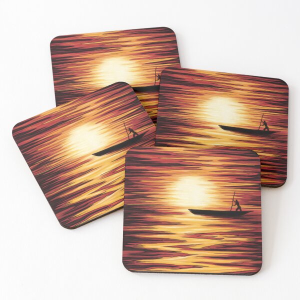 Item preview, Traditional african canoe in sunset landscape designed and sold by NadiaChevrel.
