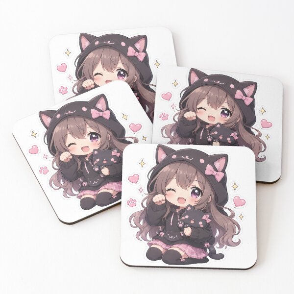 Item preview, Cute Cat Hoodie Anime Girl Sticker designed and sold by PixelMood Stickers.