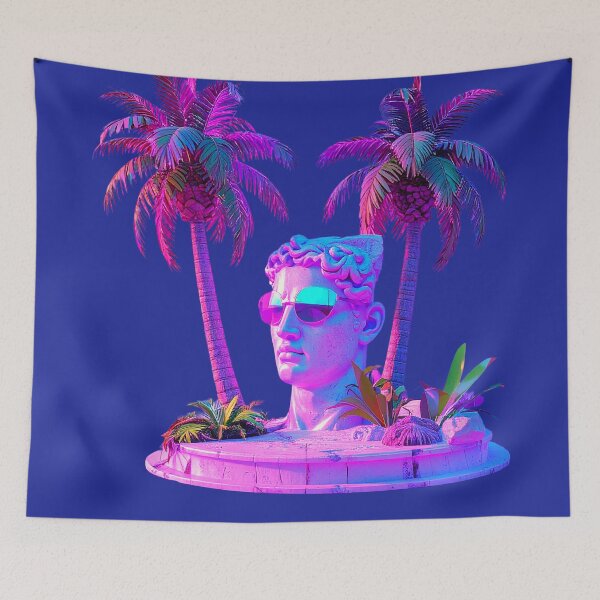 Item preview, Neon Palm Oasis Bust: Cyber Vaporwave Sunglasses designed and sold by A E S T H E T A T A G.