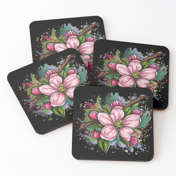 Item preview, Cherry blossom watercolor, bright sakura flower on black designed and sold by NadiaChevrel.
