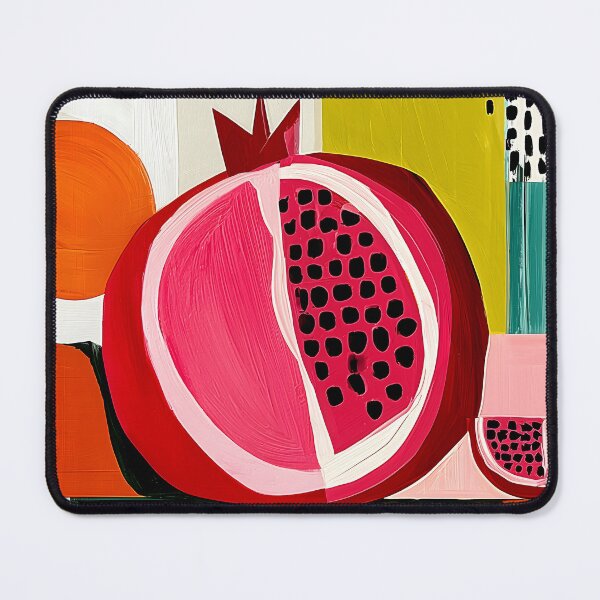 Item preview, Pomegranate Unveiled - Sliced Crimson Fruit Surrounded by Bold Geometry and Vibrant Color Fields designed and sold by OlfactoART Studio.