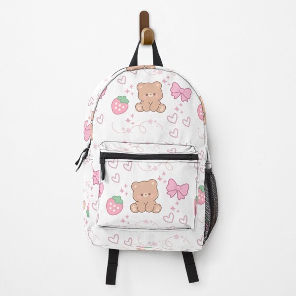 Item preview, Cute Kawaii Teddy Bear & Strawberry Coquette Pink Seamless Pattern designed and sold by Cheonsa.