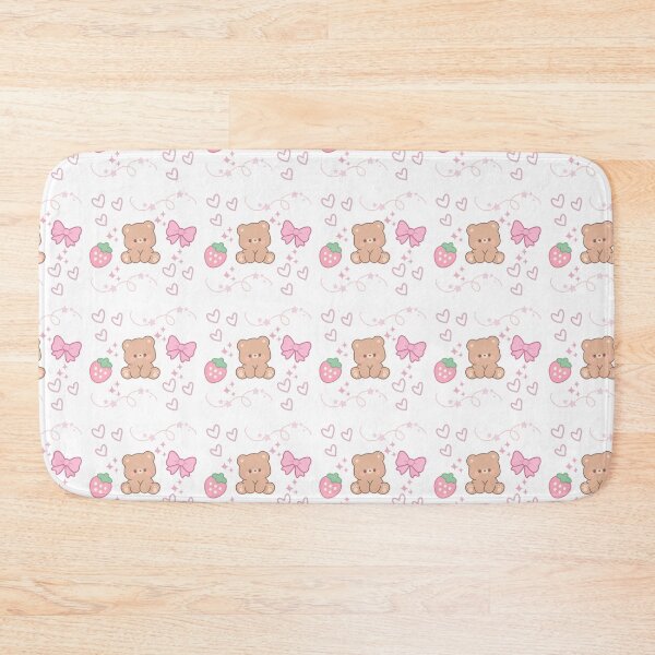 Item preview, Cute Kawaii Teddy Bear & Strawberry Coquette Pink Seamless Pattern designed and sold by Cheonsa.