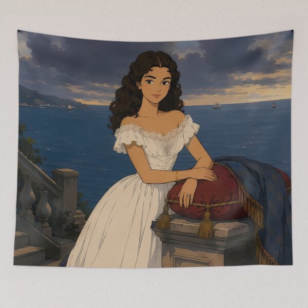 Item preview, Victorian Lady by the Sea – Romantic Regency Elegance Art Print designed and sold by  Hollow Moon Studios..