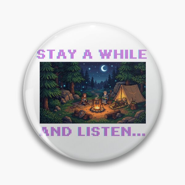 Item preview, Stay A While And Listen Retro Pixel RPG Campfire designed and sold by Shirt-Otakus.