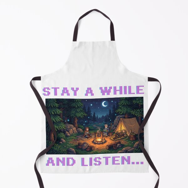Item preview, Stay A While And Listen Retro Pixel RPG Campfire designed and sold by Shirt-Otakus.