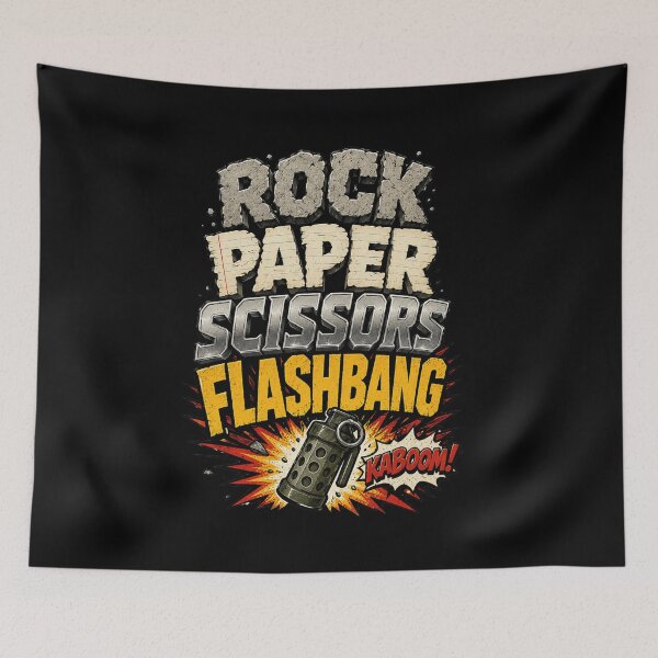 Item preview, Rock Paper Scissors Flashbang Funny FPS Gamer Meme Retro Gaming designed and sold by HiPatti.