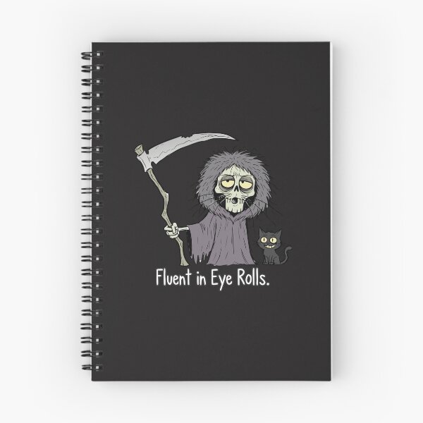 Item preview, "Fluent In Eye Rolls" Funny Sarcastic Grim Reaper Black Cat designed and sold by Cipher & Soul.