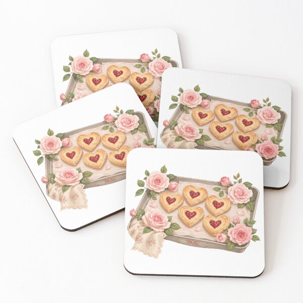 Item preview, Heart Jam Pastries on Baking Tray with Roses | Cottagecore Baking Art designed and sold by Nyx Creates.