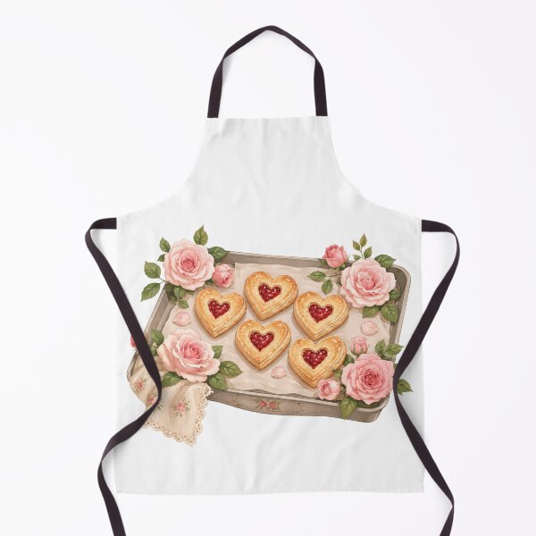 Item preview, Heart Jam Pastries on Baking Tray with Roses | Cottagecore Baking Art designed and sold by Nyx Creates.