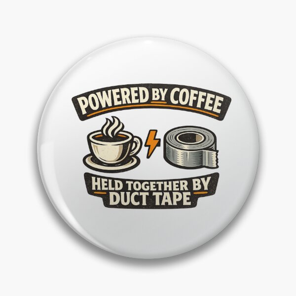 Item preview, Powered by Coffee Held Together by Duct Tape Dad Shirt designed and sold by CerealBoxInk.