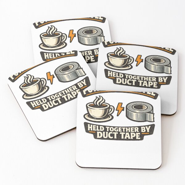 Item preview, Powered by Coffee Held Together by Duct Tape Dad Shirt designed and sold by CerealBoxInk.