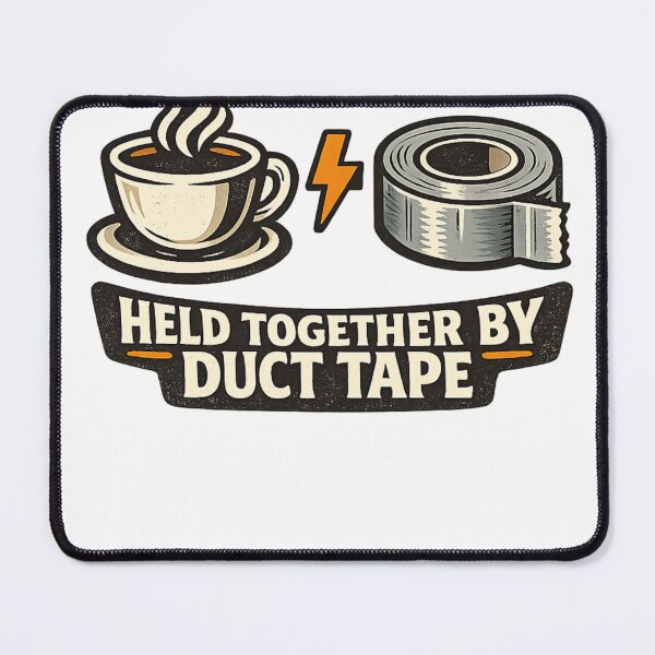 Item preview, Powered by Coffee Held Together by Duct Tape Dad Shirt designed and sold by CerealBoxInk.