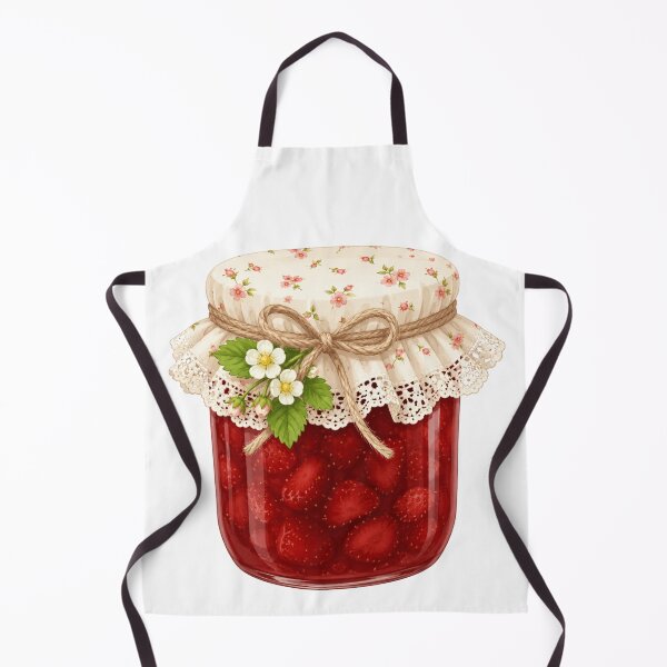 Item preview, Strawberry Jam Jar with Lace & Flowers | Cottagecore Kitchen Art designed and sold by Nyx Creates.