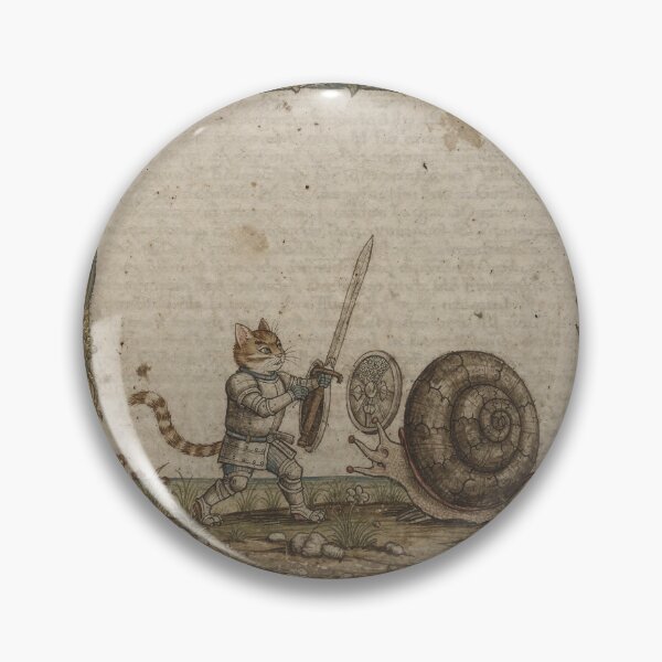 Item preview, Medieval Cat Knight vs Giant Snail Illuminated Manuscript designed and sold by PictorialWhimsy.