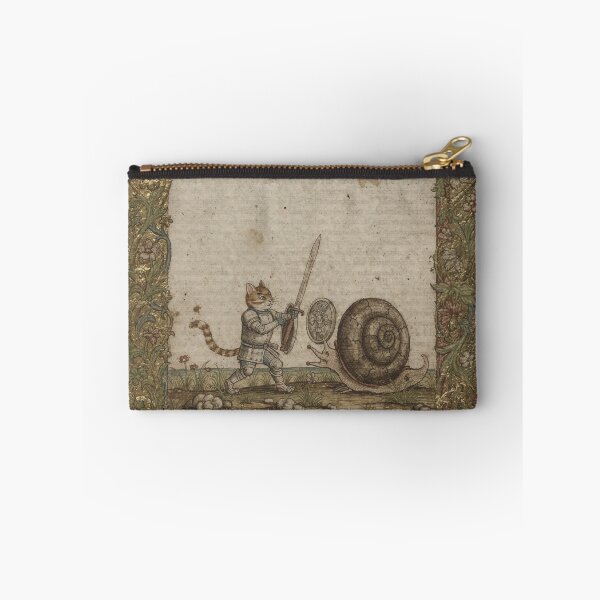 Item preview, Medieval Cat Knight vs Giant Snail Illuminated Manuscript designed and sold by PictorialWhimsy.