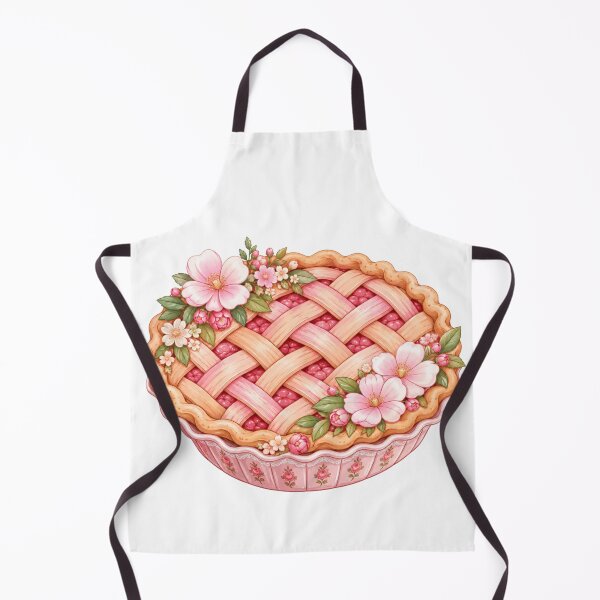 Item preview, Raspberry Lattice Pie with Pink Flowers | Cottagecore Baking Art designed and sold by Nyx Creates.