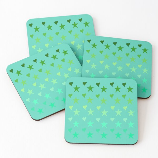 Item preview, Green Teal Hearts and Stars designed and sold by Leapingdoe.