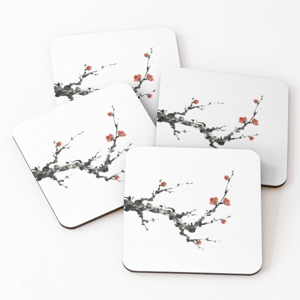 Item preview, Chinese Ink Plum Blossom — Minimalist Watercolor Art Print designed and sold by Enchanting East.