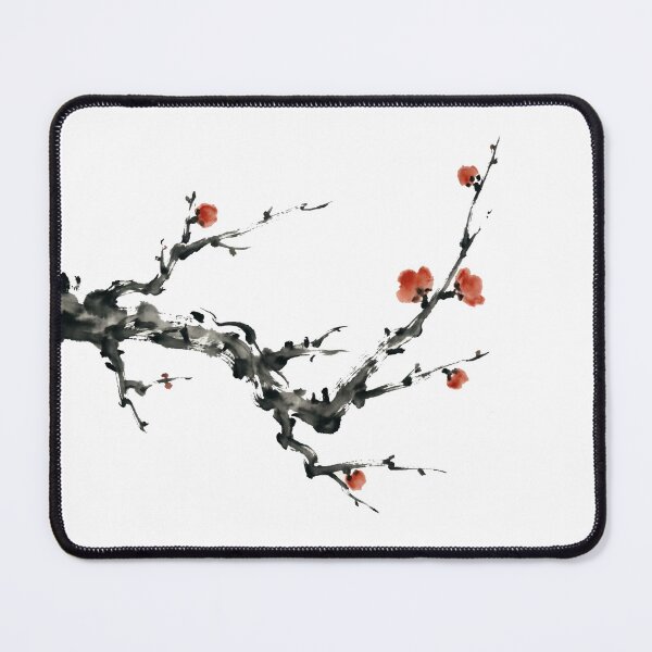 Item preview, Chinese Ink Plum Blossom — Minimalist Watercolor Art Print designed and sold by Enchanting East.