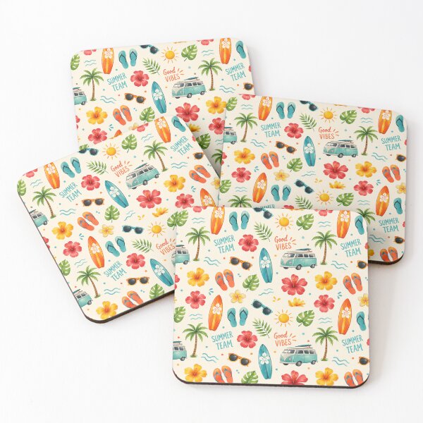 Item preview, Retro Summer Surf Camper Van Seamless Pattern designed and sold by FMSeamlessArt.