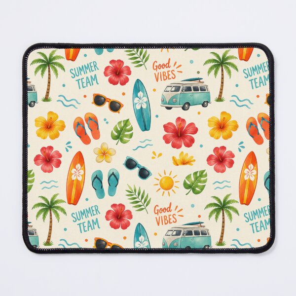 Item preview, Retro Summer Surf Camper Van Seamless Pattern designed and sold by FMSeamlessArt.