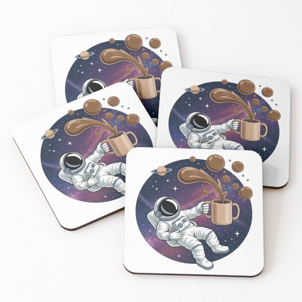 Item preview, Astronaut Floating with Coffee Cup Space Sticker designed and sold by Barkashow.