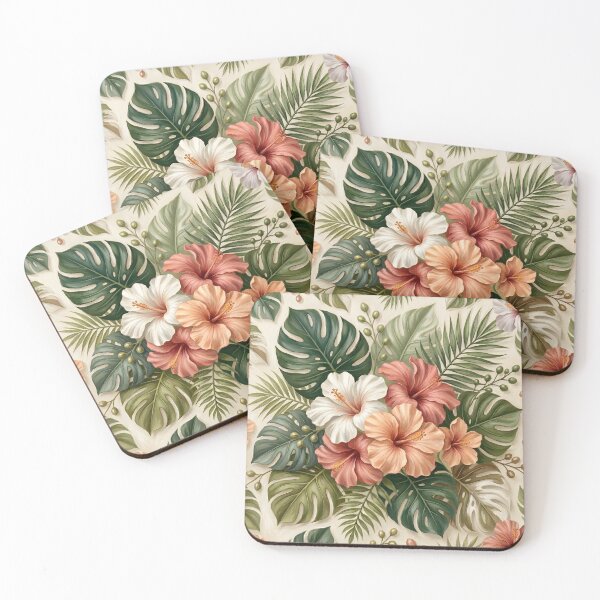 Item preview, Hibiscus Flowers and Tropical Leaves Pattern designed and sold by Eclectic Monkey.