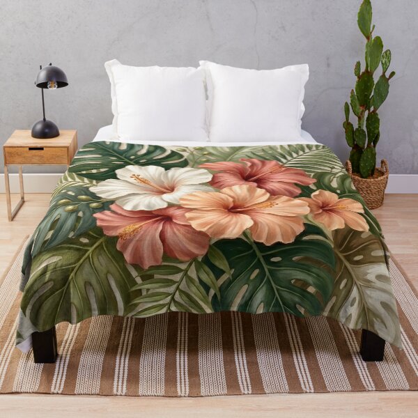 Item preview, Hibiscus Flowers and Tropical Leaves Pattern designed and sold by Eclectic Monkey.