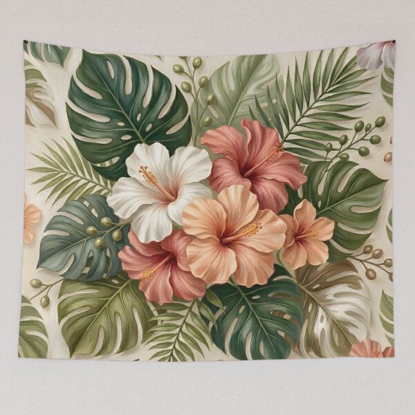 Item preview, Hibiscus Flowers and Tropical Leaves Pattern designed and sold by Eclectic Monkey.