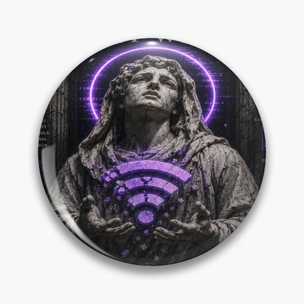 Item preview, Saint of Lost Wi-Fi Stoic Statue Neon Gothic Funny Internet Humor designed and sold by NicheThreadCo.