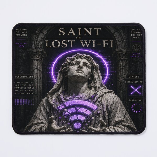 Item preview, Saint of Lost Wi-Fi Stoic Statue Neon Gothic Funny Internet Humor designed and sold by NicheThreadCo.