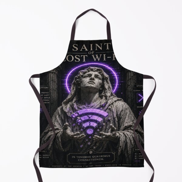 Item preview, Saint of Lost Wi-Fi Stoic Statue Neon Gothic Funny Internet Humor designed and sold by NicheThreadCo.