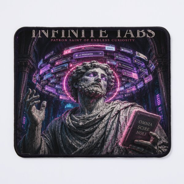 Item preview, Saint of Infinite Tabs Stoic Statue Browser Neon Funny Internet designed and sold by NicheThreadCo.