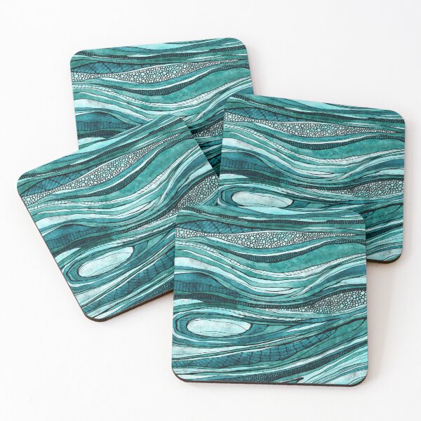 Item preview, Graphic abstract water art, aqua blue waves illustrated designed and sold by NadiaChevrel.