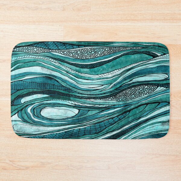 Item preview, Graphic abstract water art, aqua blue waves illustrated designed and sold by NadiaChevrel.