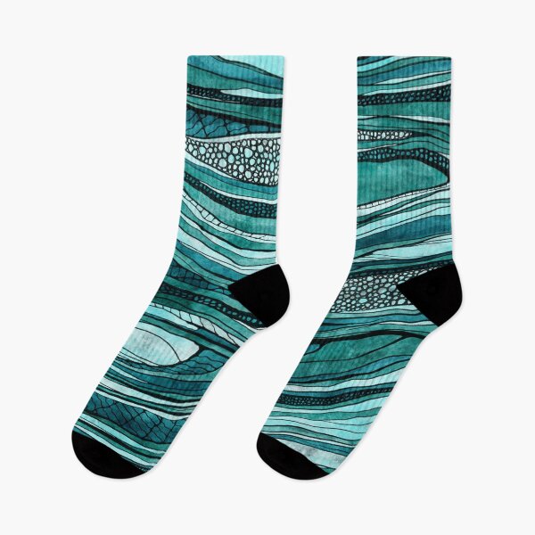 Item preview, Graphic abstract water art, aqua blue waves illustrated designed and sold by NadiaChevrel.