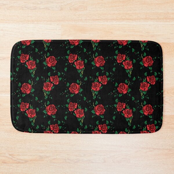 Item preview, Bright red roses pattern on black designed and sold by NadiaChevrel.
