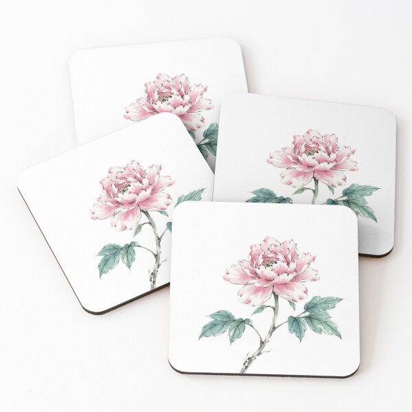 Item preview, Chinese Ink Pink Peony — Minimalist Watercolor Art Print designed and sold by Enchanting East.