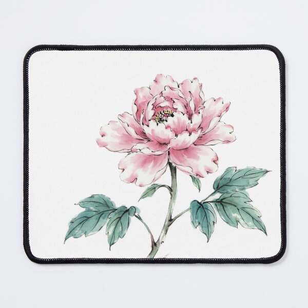 Item preview, Chinese Ink Pink Peony — Minimalist Watercolor Art Print designed and sold by Enchanting East.
