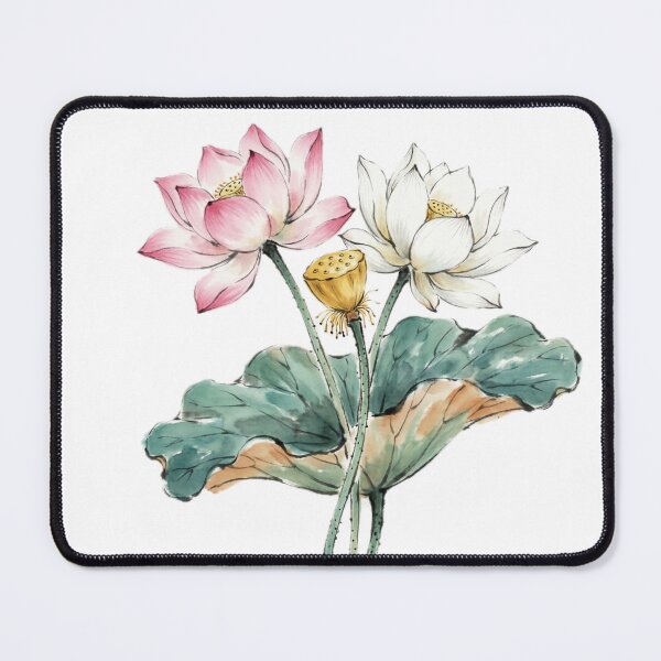 Item preview, Chinese Ink Twin Lotus — Minimalist Watercolor Art Print designed and sold by Enchanting East.