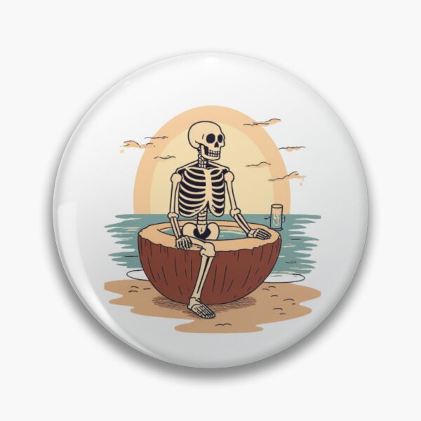 Item preview, Skeleton Chilling in Coconut Bath Retro Summerween Coastal Goth designed and sold by AMBAYK.