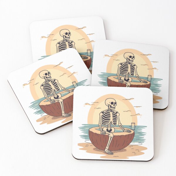 Item preview, Skeleton Chilling in Coconut Bath Retro Summerween Coastal Goth designed and sold by AMBAYK.