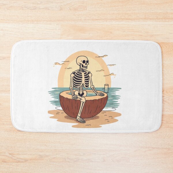 Item preview, Skeleton Chilling in Coconut Bath Retro Summerween Coastal Goth designed and sold by AMBAYK.