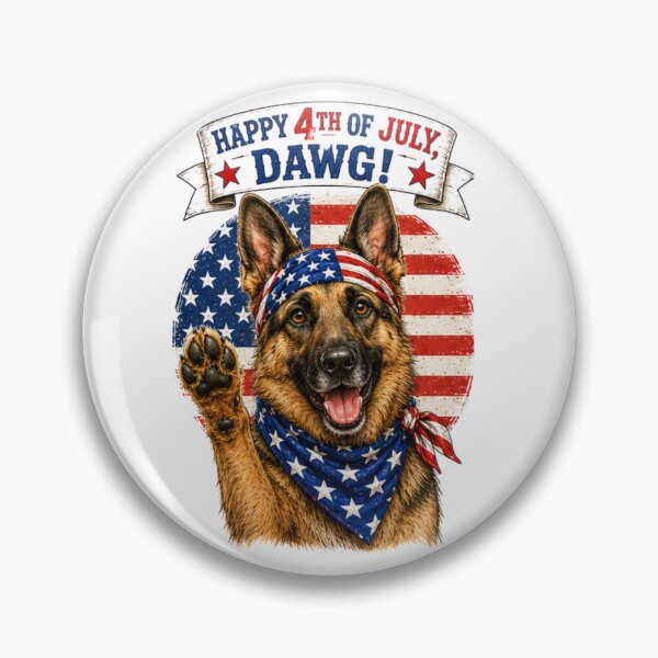 Item preview, Patriotic German Shepherd Raising a Paw Happy 4th of July designed and sold by TheThriftyBrit.