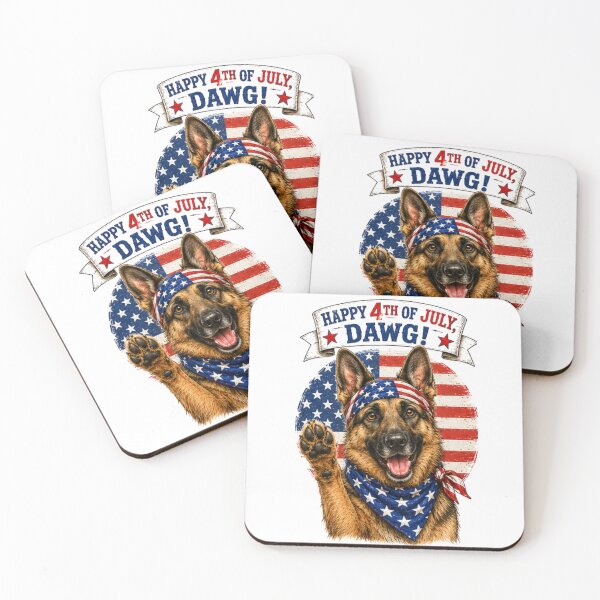 Item preview, Patriotic German Shepherd Raising a Paw Happy 4th of July designed and sold by TheThriftyBrit.