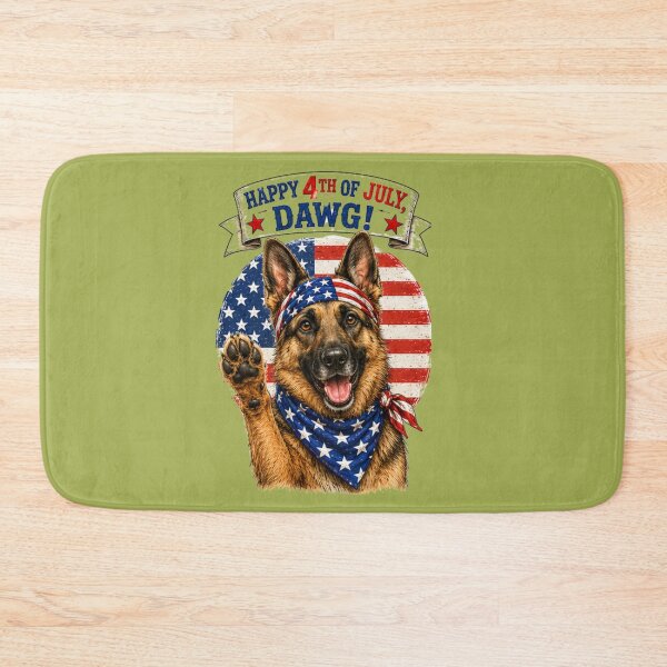 Item preview, Patriotic German Shepherd Raising a Paw Happy 4th of July designed and sold by TheThriftyBrit.
