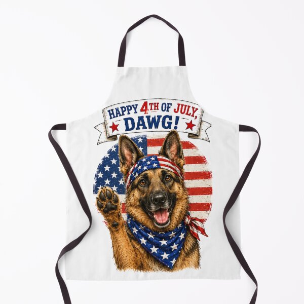 Item preview, Patriotic German Shepherd Raising a Paw Happy 4th of July designed and sold by TheThriftyBrit.