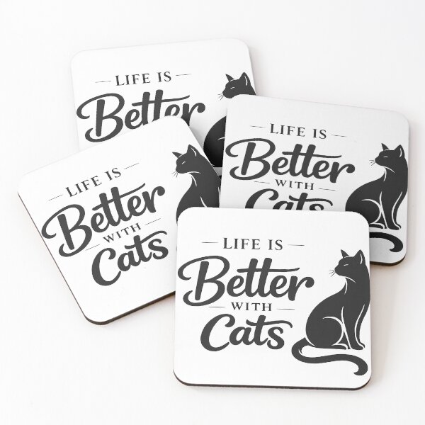 Item preview, Life is Better with Cats - Elegant Black Cat Silhouette and Typography designed and sold by mimouna00.